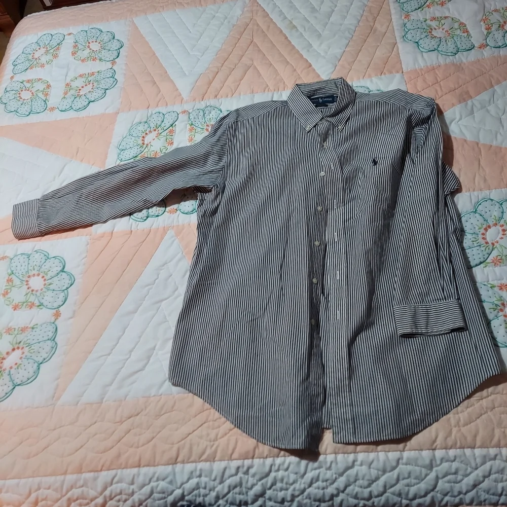 Ralph Lauren Blue Label Shirt Mens Large  Striped Button Down Pocket - Picture 6 of 6